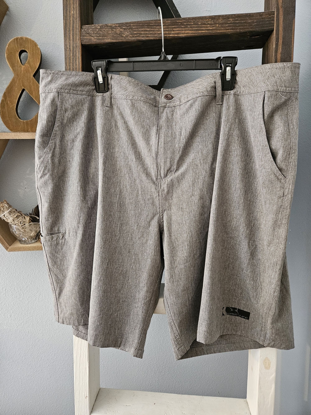 Men's Wave Life gray heathered hybrid shorts Stretch Big And Tall Size 44